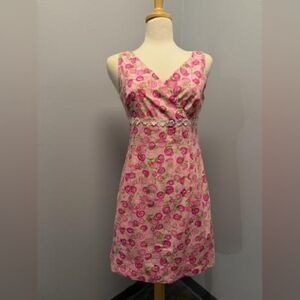 May Day Roses adorn this Lilly Pulitzer Pink and Green Mini Dress